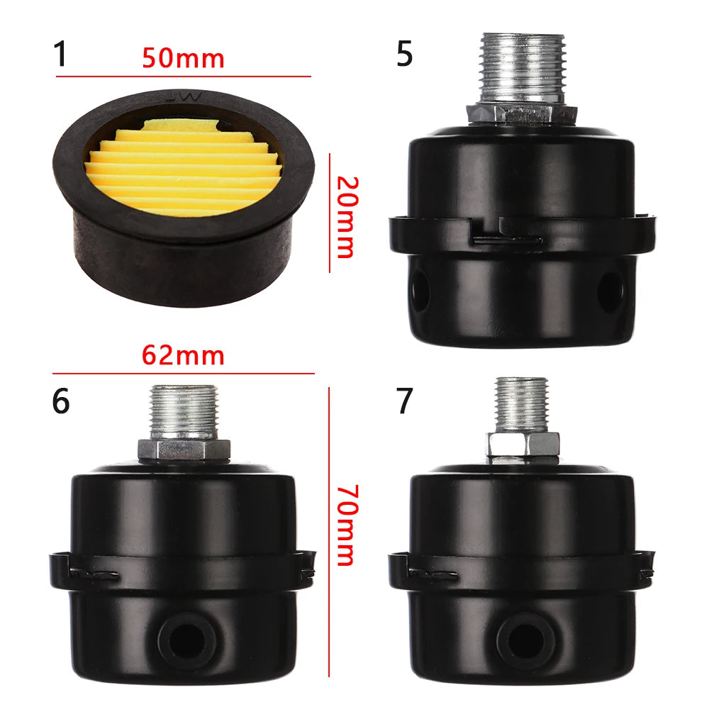 12.5mm 16mm 20mm Air Filter Air Compressor Spare Parts Metal Intake Filter Squelch Muffler 1/2 '' 5/8 "3/4 '' Thread M12 Oasis Select