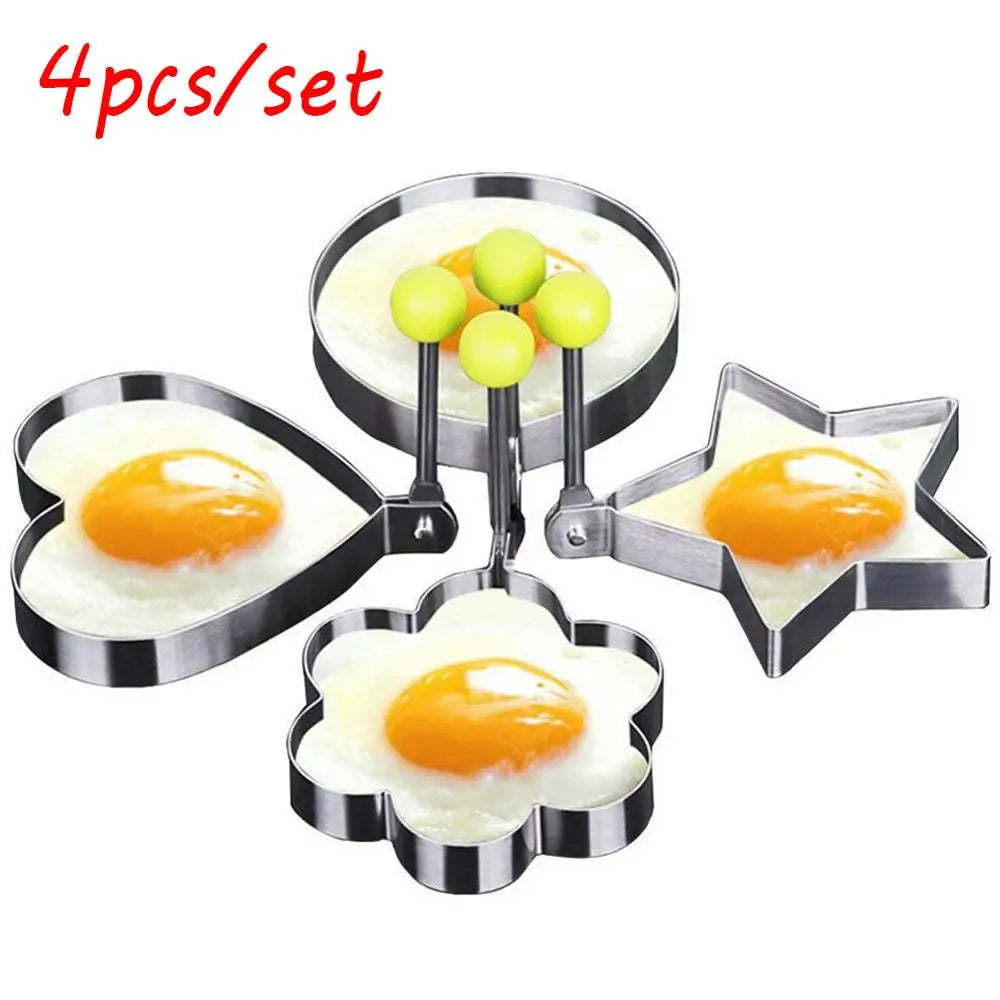 4-Piece Stainless Steel Egg & Pancake Mold Set – Fun Shapes Egg Pancake Mold Set Oasis Select