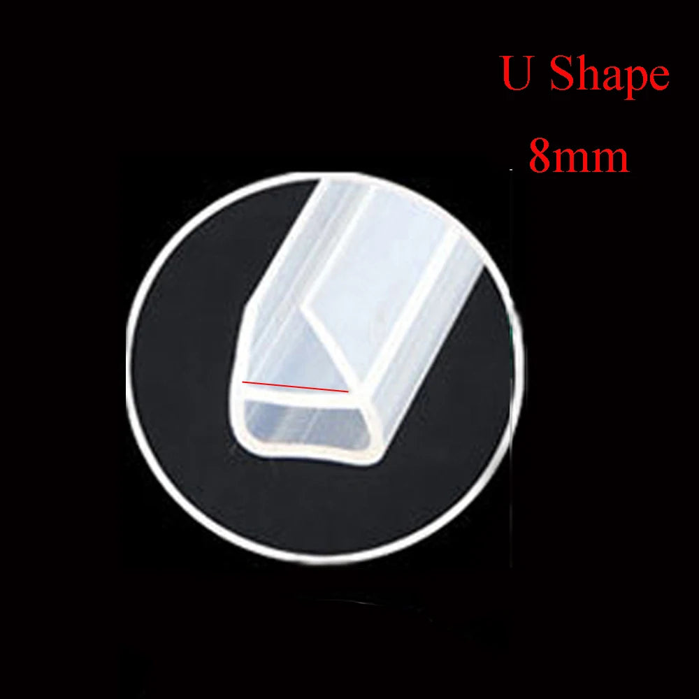 Transparent Seal Strip Bath Shower Screen Door 4 to 12mm Seal Gap Window Door Weatherstrip Sealing Strips Household Accessories Oasis Select 1M U Shape 8mm
