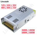 12V 24V 36V 48V 60V 72V 360W 400W 500W 600W Switching Power Supply Source Transformer AC DC SMPS For LED Strip Light CCTV Motor Oasis Select 500W 36V