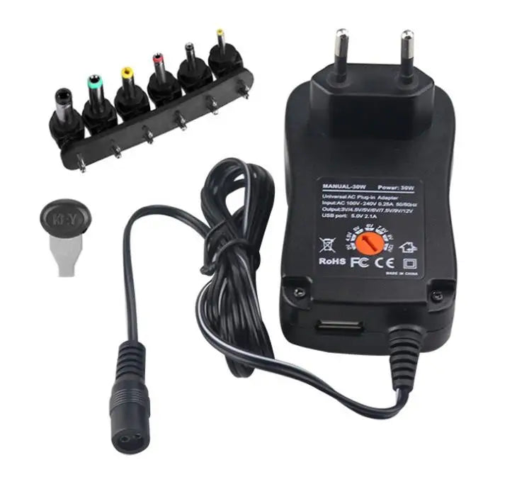 AC DC 220V To 12V Transformers USB Unviersal Power Supply 3V 5V 6V 9V 12V Adjustable Power Adapter Supply 3- 12 V Volt 30W Cable Oasis Select Number 1 EU Plug