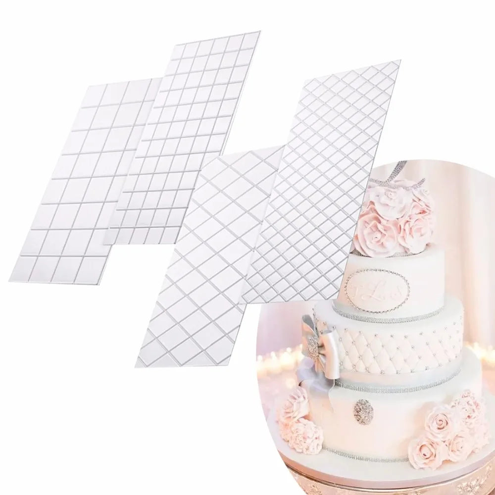 4pc Sugarcraft Transparent Texture Mat Set – Cake Border Molds Cake Decorating Molds Oasis Select