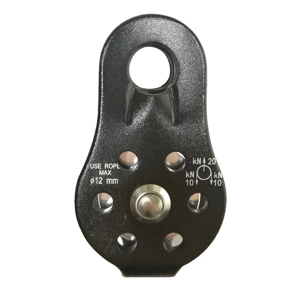 20KN Rope Climbing Single Fixed Pulley Mountaineering Zipline Rappelling for Tree Arborist Caving Rescue Rigging Gear Equipment Oasis Select Black1