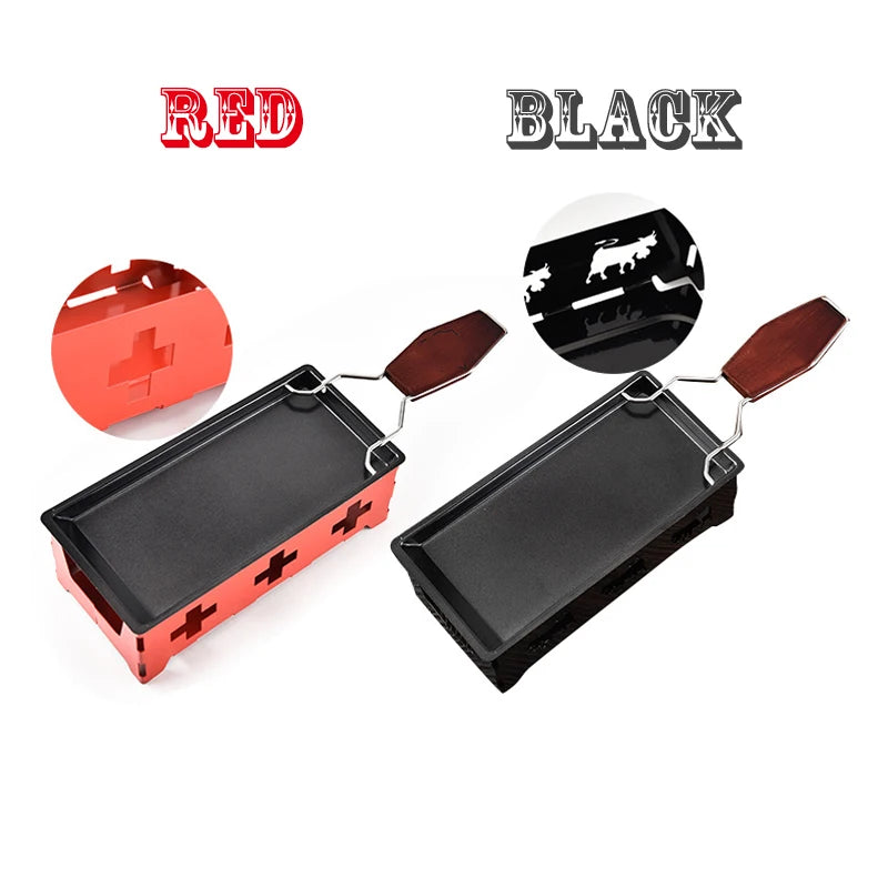 Mini Non-Stick Cheese Raclette Grill Pan & Tray | Wood Handle Cheese Raclette Grill Oasis Select