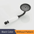 Shower Heads Antique Brass Bathroom Hand Held Shower Sprayer Head With Luxury Ceramics Bath Round Rainfall Shower Faucet HJ0527K Oasis Select Black-White