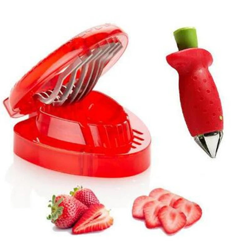 2pc/ Set Kitchen Fruit Gadget Tools Strawberry Slicer Cutter Strawberry Corer Strawberry Huller Leaf Stem Remover Oasis Select