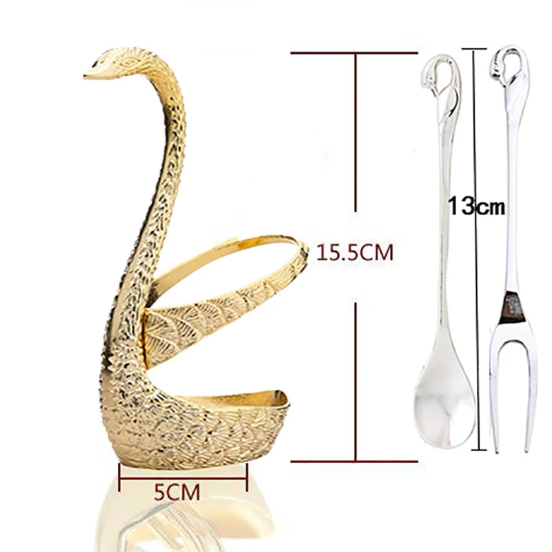 Swan Base Holder with Dessert Forks & Coffee Spoons Set Flatware Set Oasis Select