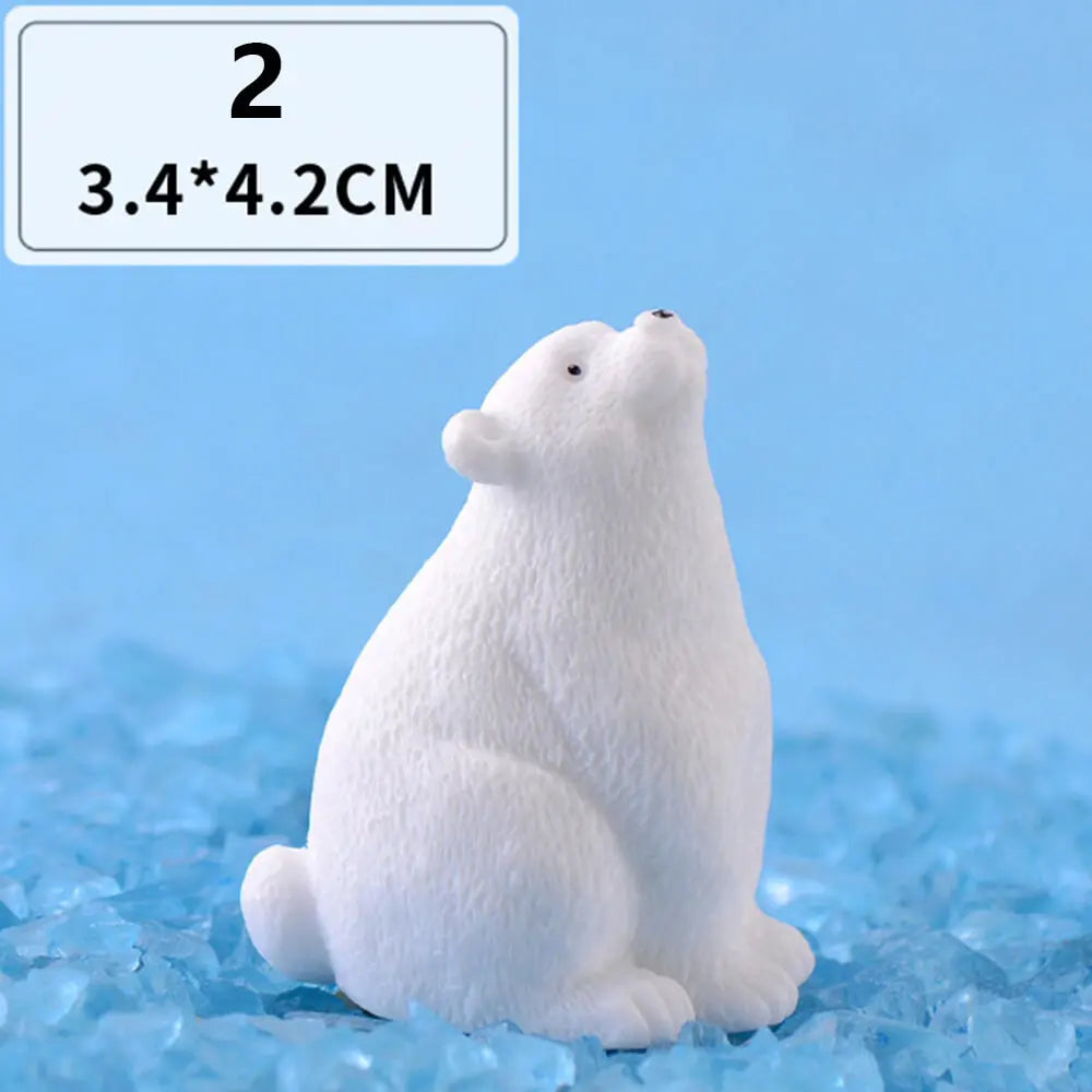 Mini White Bear Polar Bear Figurines Simulation Home Micro Landscape Garden Miniatures Animal Home Decor Accessories Oasis Select 2