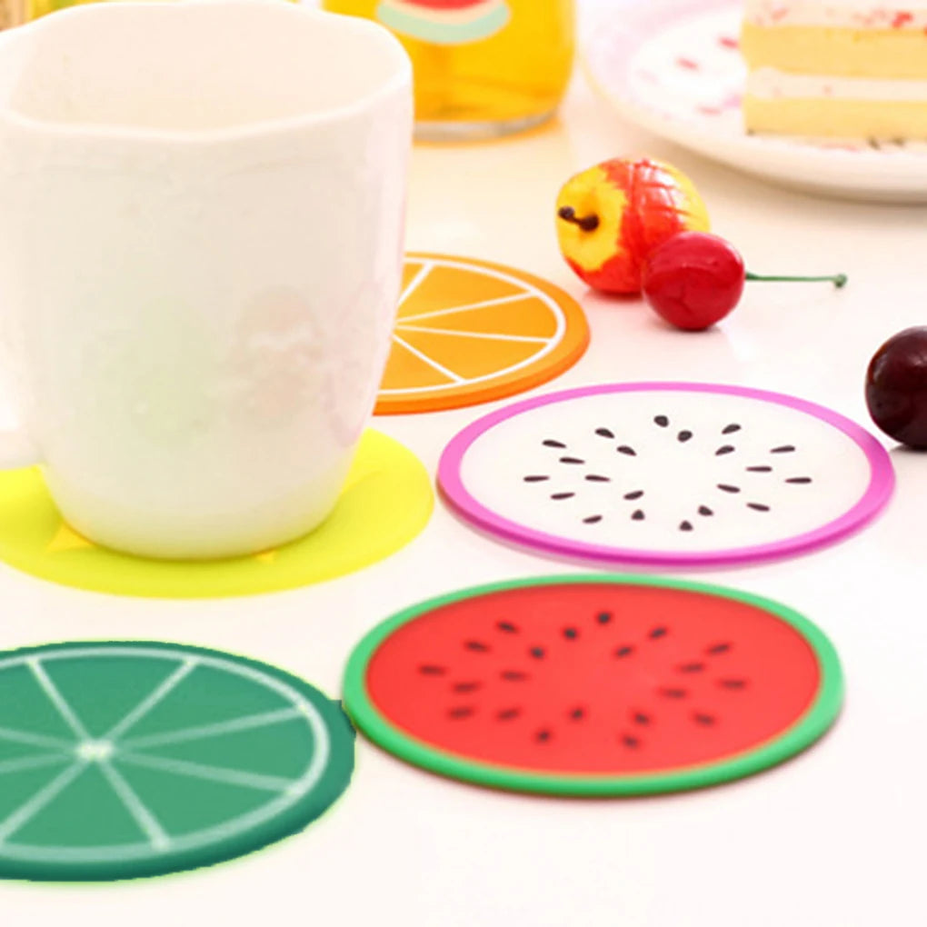 7pc/set Fruit Coaster Silicone Pad Glass Mats for Hot Drink Holder Individul Kitchen Table Mat Tools Placemat Stand Hot Coasters Oasis Select