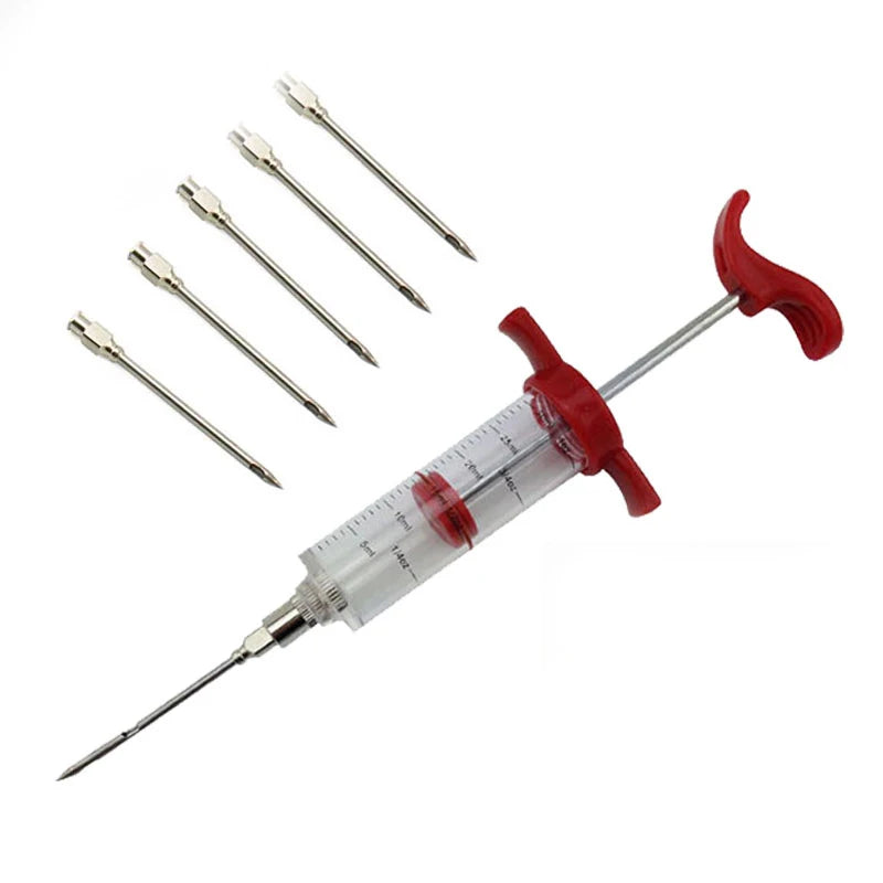 BBQ Meat Injector Syringe Set – 5 Stainless Steel Needles Meat Injector Set Oasis Select