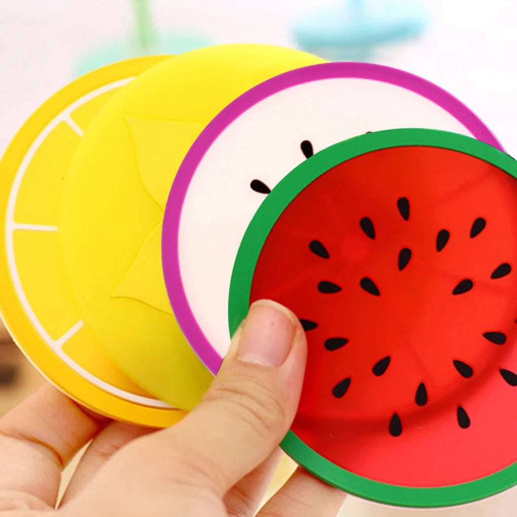 7pc/set Fruit Coaster Silicone Pad Glass Mats for Hot Drink Holder Individul Kitchen Table Mat Tools Placemat Stand Hot Coasters Oasis Select