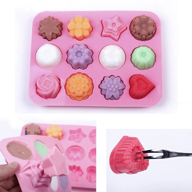 12-Cavity Silicone Flower Mold for Chocolate, Cake & Soap DIY Silicone Baking Mold Oasis Select