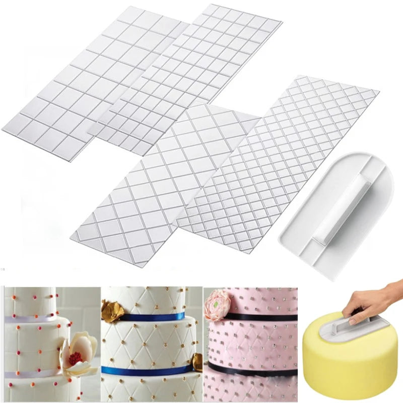 4pc Sugarcraft Transparent Texture Mat Set – Cake Border Molds Cake Decorating Molds Oasis Select