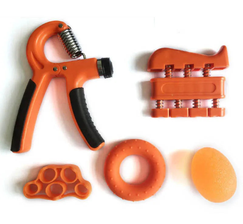 5 Pcs Hand Grips Strengthener Trainer Set Adjustable Gripper Fingers Exerciser Ball Stretch and Exercise Ring Finger Resistance Oasis Select Orange