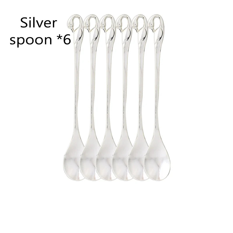 Swan Base Holder with Dessert Forks & Coffee Spoons Tableware Set Flatware Set Oasis Select sliver spoon