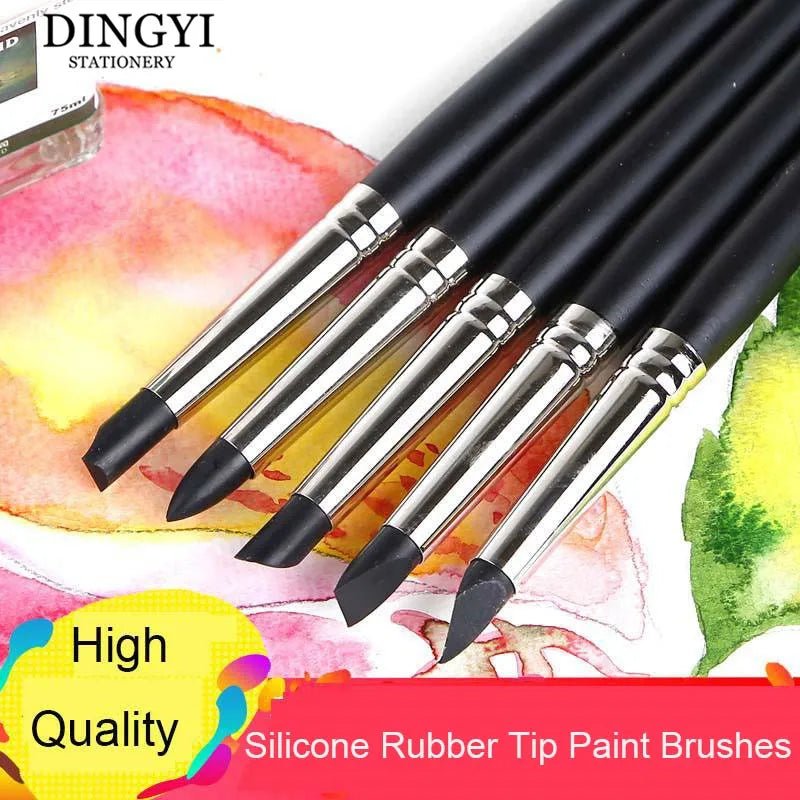 5pcs Silicone Rubber Tip Paint Brushes for Watercolor Oil Painting Polymer Clay Sculpting Fimo Modelling Tools Art Supplies Oasis Select