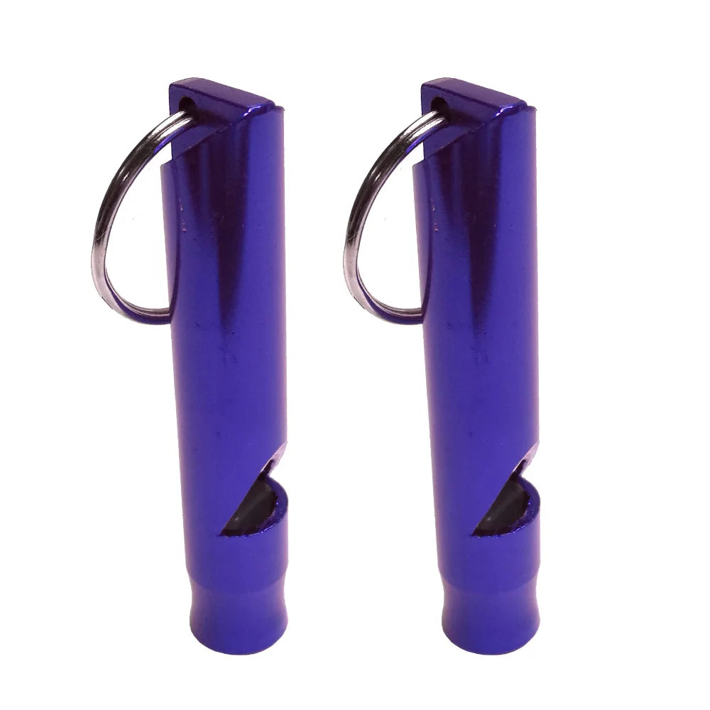 2PCS Camping Kayak drift Swim Emergency Survival Aluminum alloy Whistle with keychain For Scuba Diving Canoe Boat Water Sports Oasis Select Blue