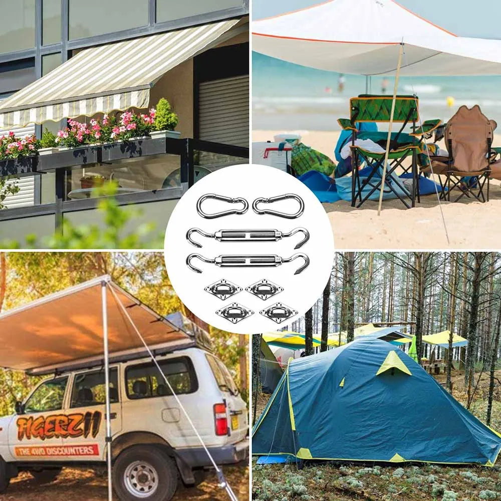 Sun Shelter Shade Sail Hardware Kit Awning Canopy Accessories 316 Stainless Steel Carabiner Clip Hook Screws Tent Tarp Accessory Oasis Select