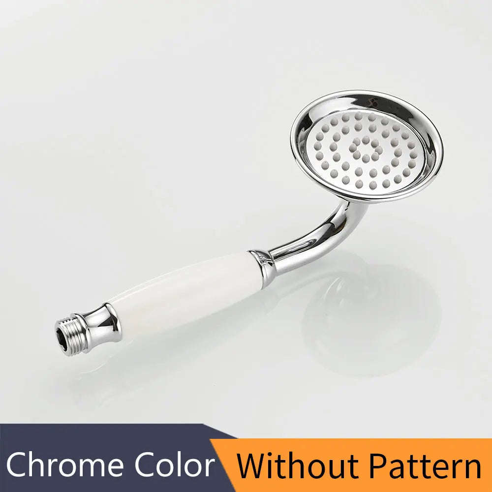 Shower Heads Antique Brass Bathroom Hand Held Shower Sprayer Head With Luxury Ceramics Bath Round Rainfall Shower Faucet HJ0527K Oasis Select Chrome-White