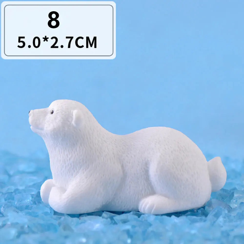 Mini White Bear Polar Bear Figurines Simulation Home Micro Landscape Garden Miniatures Animal Home Decor Accessories Oasis Select 8