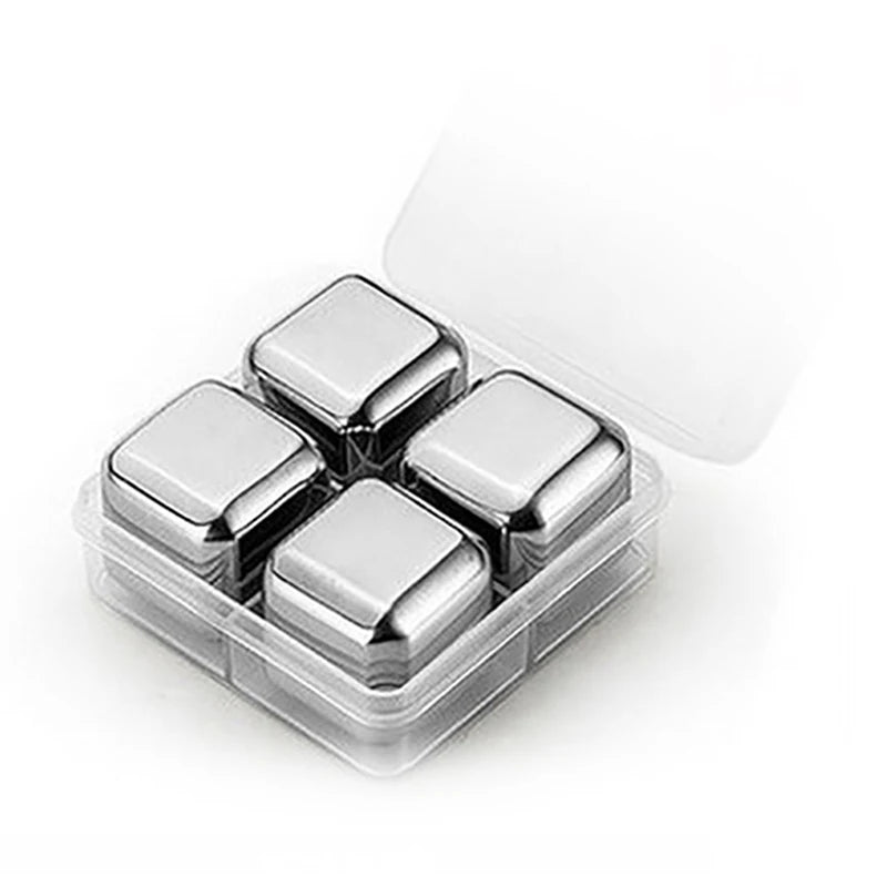 Whiskey Red Wine Coolers Quick Frozen Stainless Steel Ice Cubes Portable Beer Quick Frozen Ice Stone Reusable Bar Tool Sets Oasis Select 4 Pcs