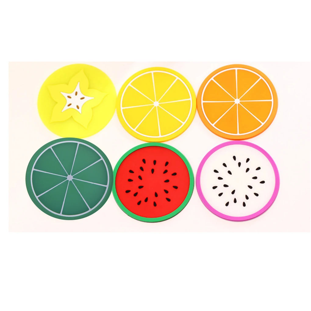 7-Piece Fruit Silicone Coaster Set – Drink & Table Mats Silicone Coaster Set Oasis Select