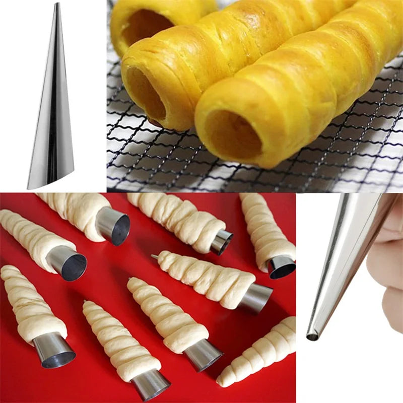 5-Pack Stainless Steel Cream Horn Pastry Cone Molds | Croissant Pastry Cone Molds Oasis Select