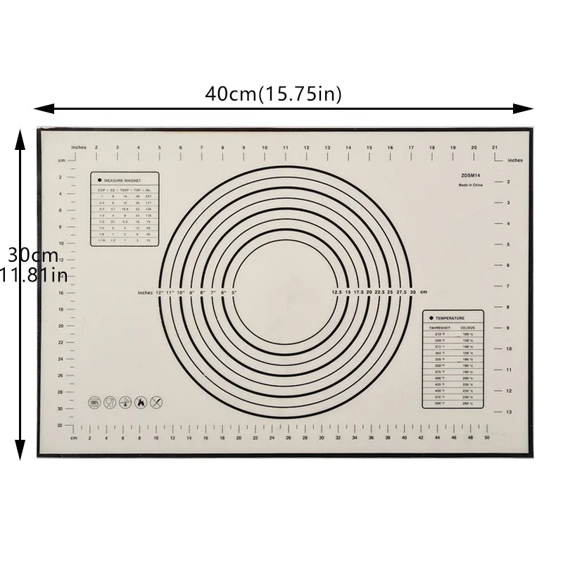 Silicone Baking Mat Set 3 Sizes – Non-Stick Pastry & Dough Mat Silicone Baking Mat Oasis Select 40x30cm Black