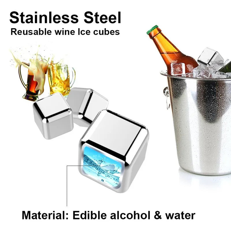 Reusable Stainless Steel Ice Cubes – Whiskey & Wine Chilling Set Whiskey Chilling Stones Oasis Select