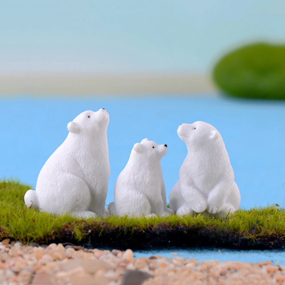 Mini White Bear Polar Bear Figurines Simulation Home Micro Landscape Garden Miniatures Animal Home Decor Accessories Oasis Select