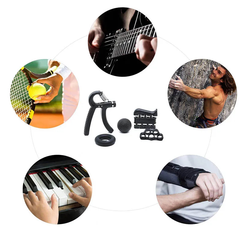 5 Pcs Hand Grips Strengthener Trainer Set Adjustable Gripper Fingers Exerciser Ball Stretch and Exercise Ring Finger Resistance Oasis Select