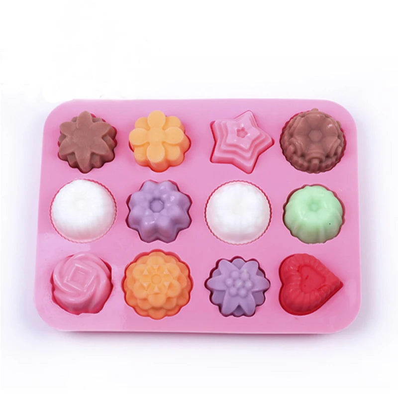 12 Silicone Cake Mold Big Cake Flower 3D Chocolate Shape Pastry Baking Soap Tools Bread Cake for Pizza Pan Diy Birthday Wedding Oasis Select