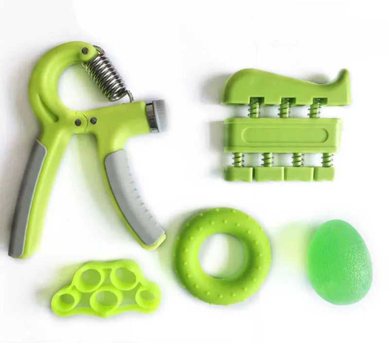 5 Pcs Hand Grips Strengthener Trainer Set Adjustable Gripper Fingers Exerciser Ball Stretch and Exercise Ring Finger Resistance Oasis Select green