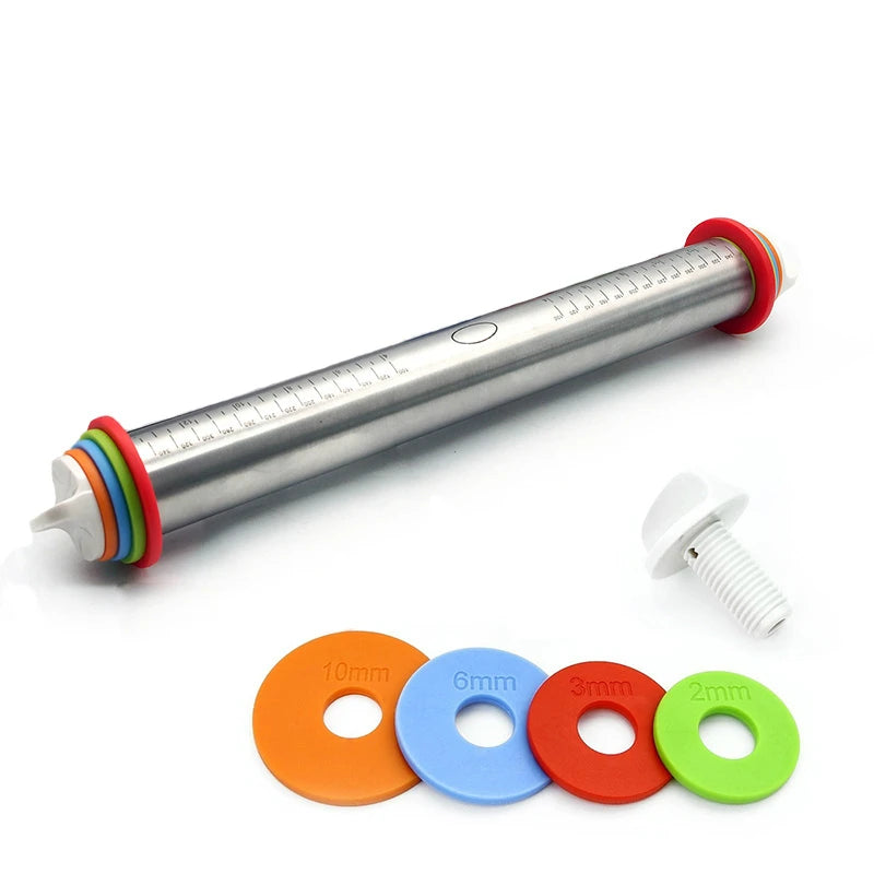Adjustable Stainless Steel Rolling Pin 43cm – Fondant & Dough Baking Rolling Pin Oasis Select