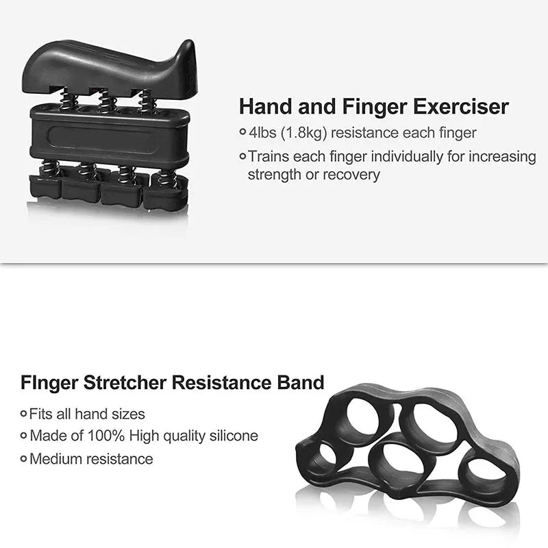 5 Pcs Hand Grips Strengthener Trainer Set Adjustable Gripper Fingers Exerciser Ball Stretch and Exercise Ring Finger Resistance Oasis Select