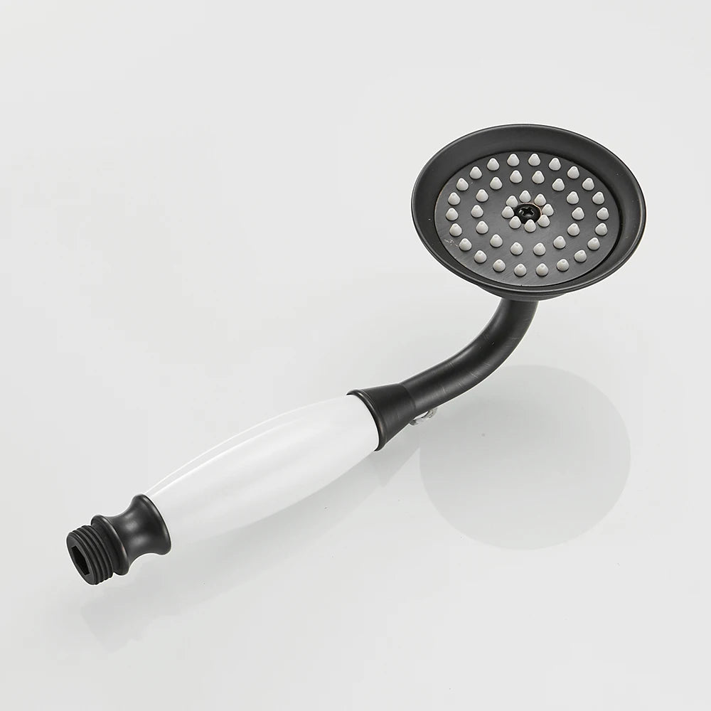 Shower Heads Antique Brass Bathroom Hand Held Shower Sprayer Head With Luxury Ceramics Bath Round Rainfall Shower Faucet HJ0527K Oasis Select