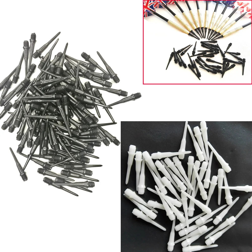 100Pcs Black White Darts Soft Tips Replacement Professional Plastic Tips Thread Darts Game Needles Oasis Select