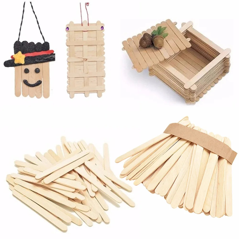 50-Pack Colored Wooden Popsicle Sticks – DIY Craft & Ice Cream Wooden Craft Sticks Oasis Select