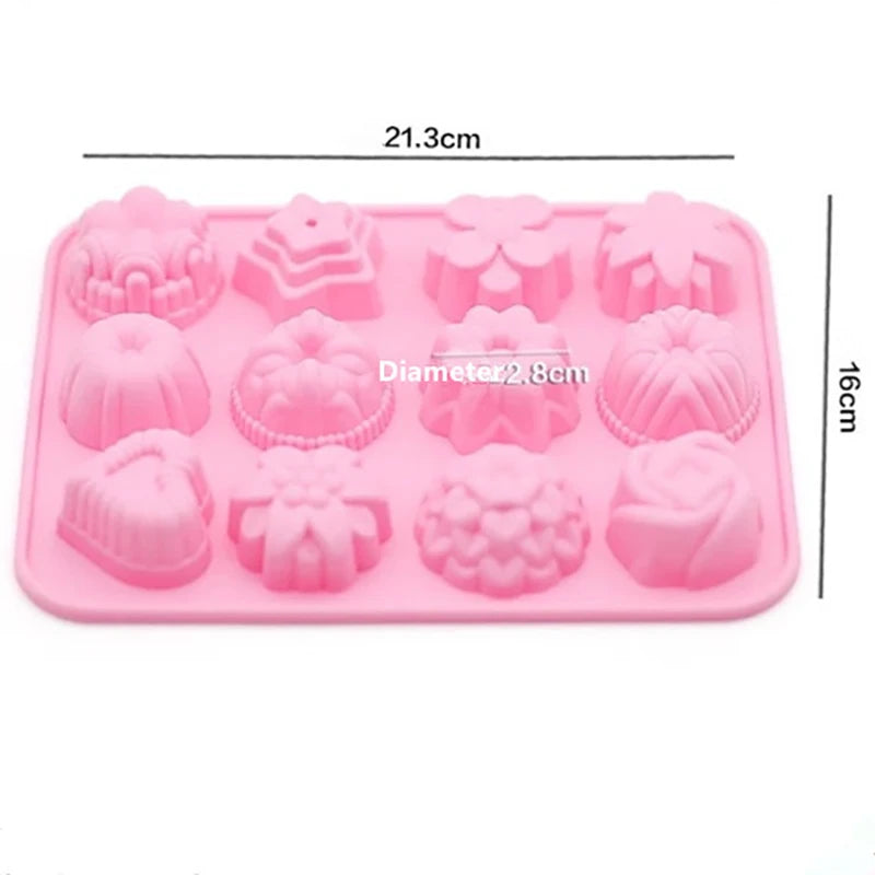 12 Silicone Cake Mold Big Cake Flower 3D Chocolate Shape Pastry Baking Soap Tools Bread Cake for Pizza Pan Diy Birthday Wedding Oasis Select