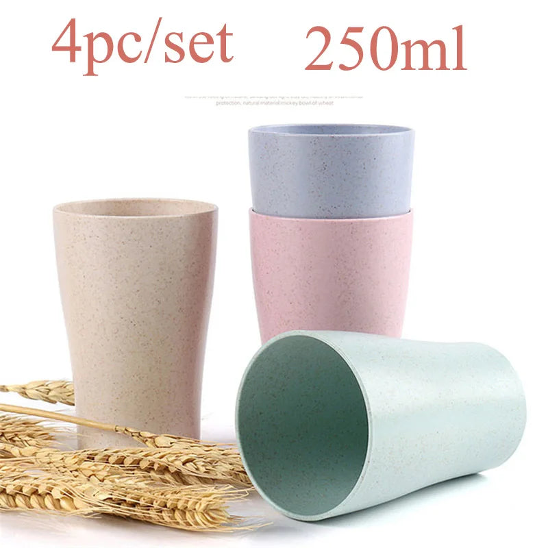 Wheat Straw Cups Set of 4 – Reusable BPA-Free Kids Cups Reusable Drinking Cups Oasis Select 4PCS 200-400ml