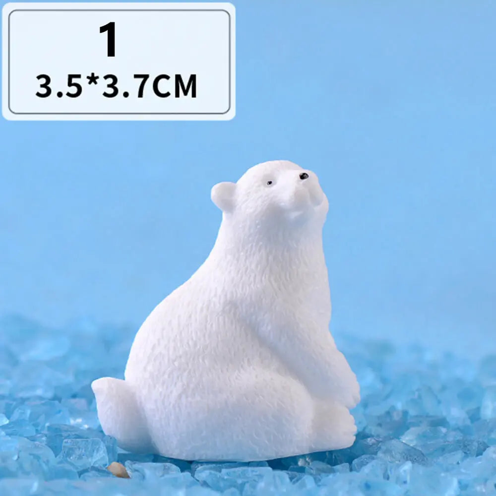 Mini White Bear Polar Bear Figurines Simulation Home Micro Landscape Garden Miniatures Animal Home Decor Accessories Oasis Select 1
