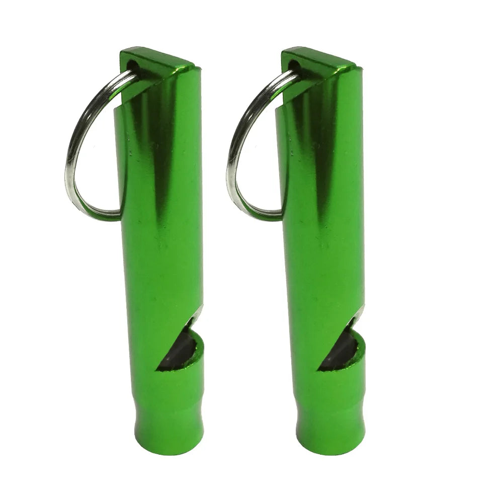 2PCS Camping Kayak drift Swim Emergency Survival Aluminum alloy Whistle with keychain For Scuba Diving Canoe Boat Water Sports Oasis Select