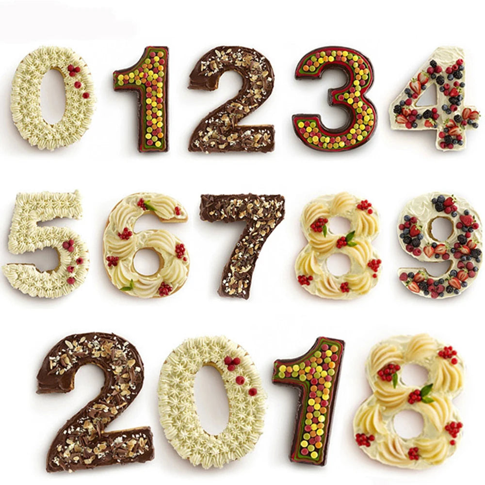 Large Size Silicone Digital 0-9 Cake Mold Cake Numbers Shape Cake Mould Decoration Tool for Wedding Birthday Anniversary Oasis Select