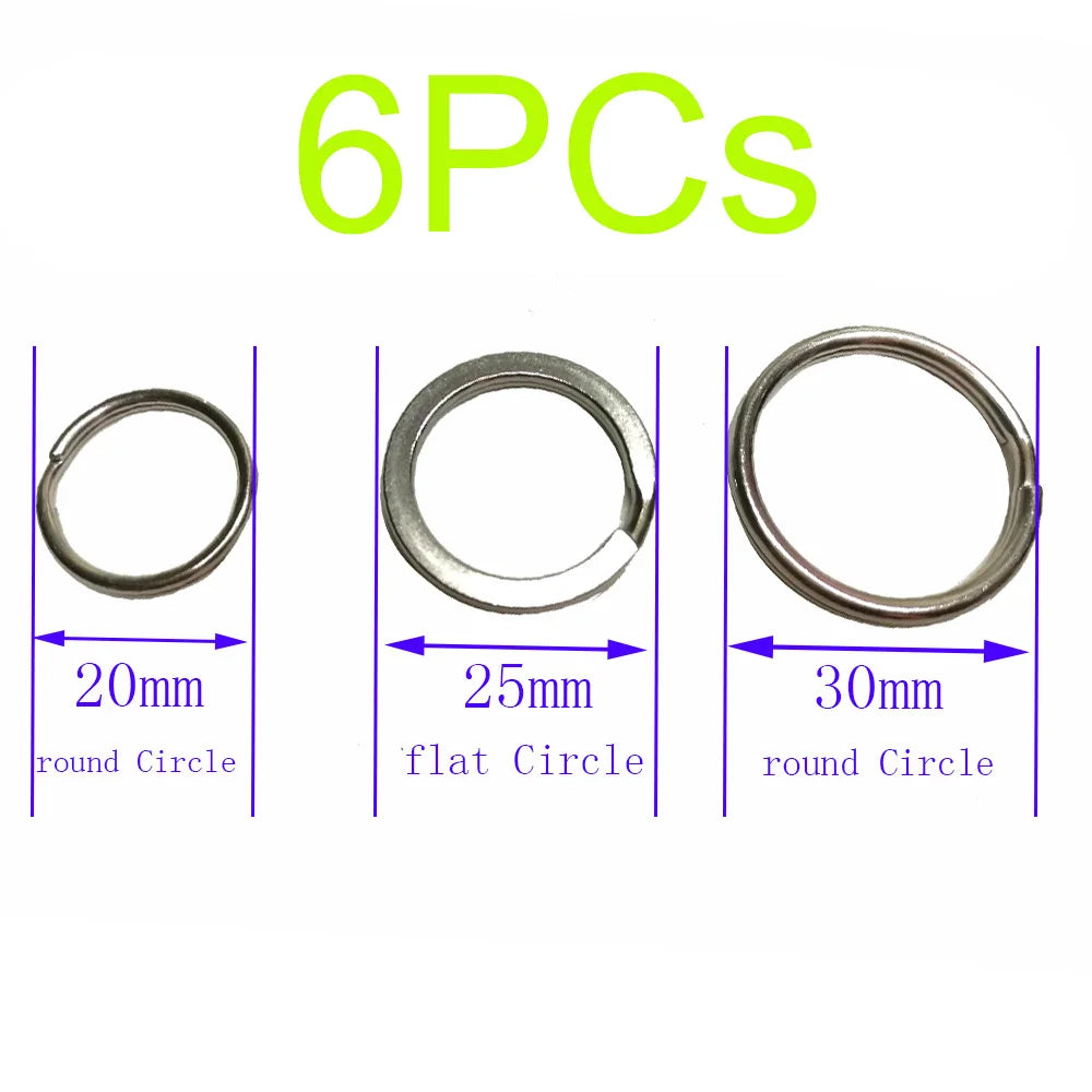 6PC 316 Stainless Steel Scuba Diving Split Ring Keyring Hook Loop Swimming Diver Outdoor Camping Gear Attachment 20 25 30mm Oasis Select