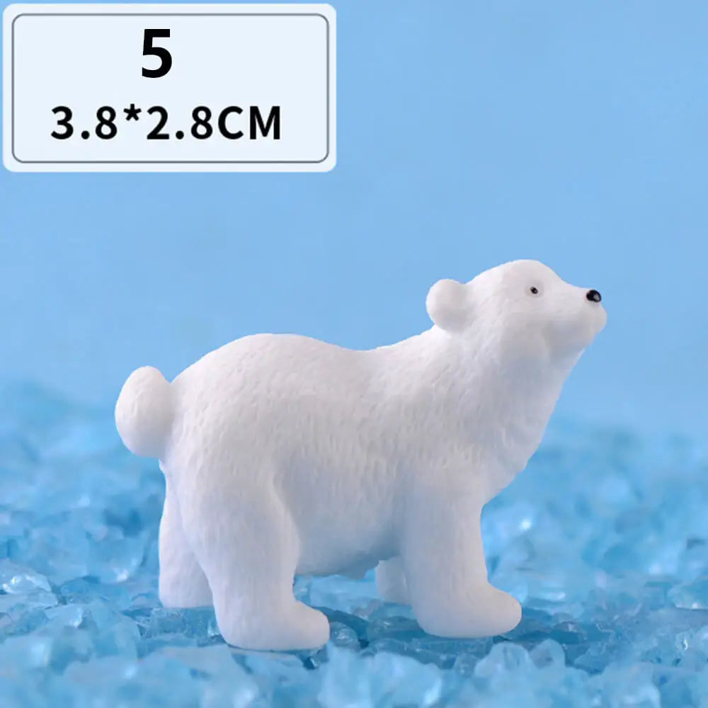 Mini White Bear Polar Bear Figurines Simulation Home Micro Landscape Garden Miniatures Animal Home Decor Accessories Oasis Select 5