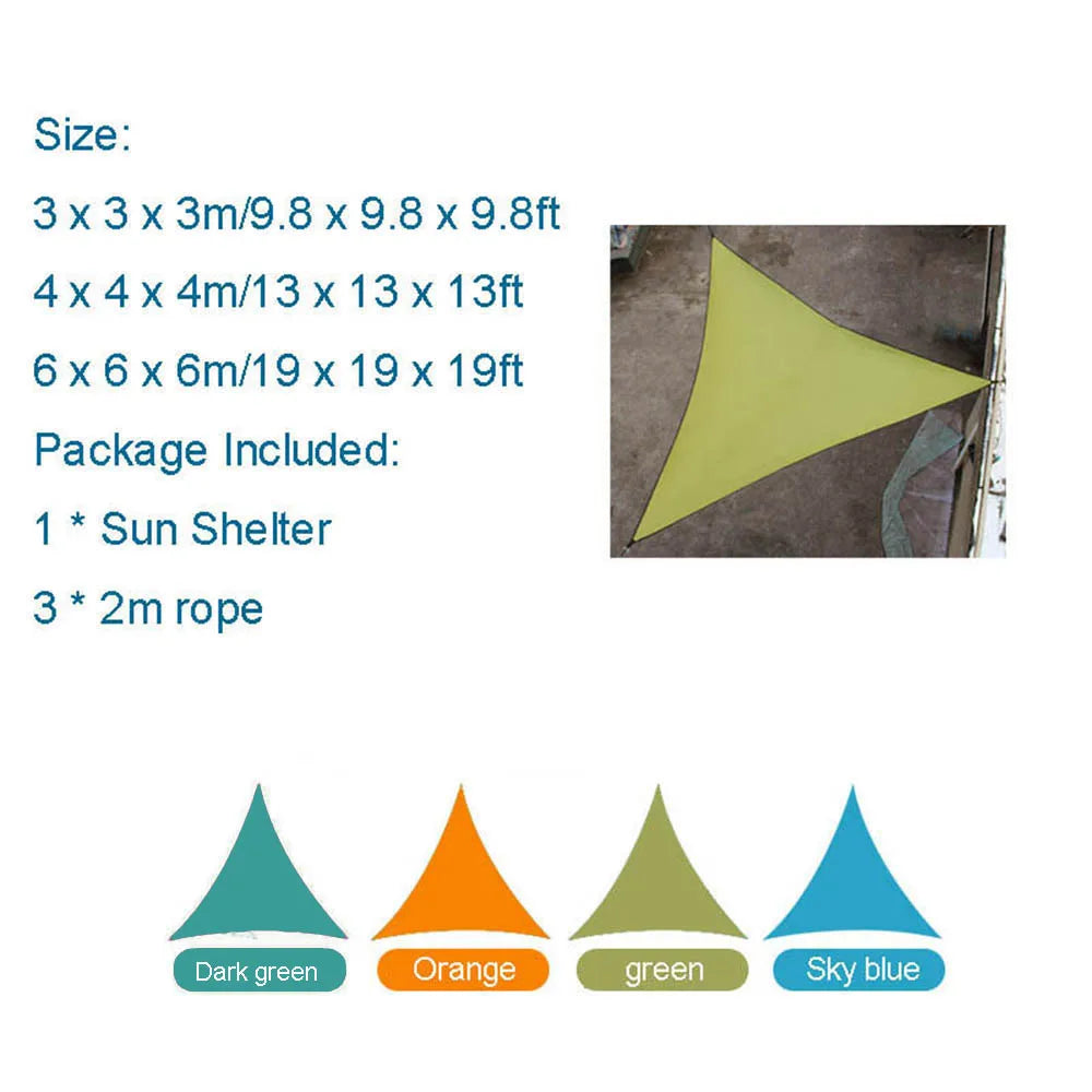 6x6x6m Triangle Sun Shelter Water Resistant Sun Shade Sail Canopy Camping Tent Tarp Waterproof Sunshade Awning Beach Picnic Oasis Select