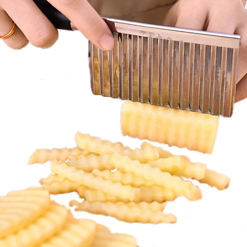 Stainless Steel Crinkle Cutter Knife – Wavy Vegetable Slicer Crinkle Cutter Slicer Oasis Select Default Title