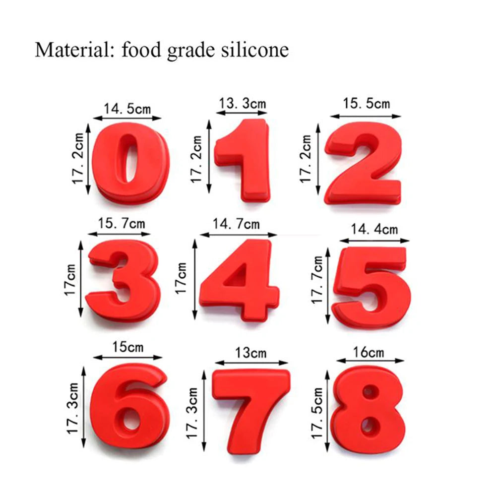 Large Size Silicone Digital 0-9 Cake Mold Cake Numbers Shape Cake Mould Decoration Tool for Wedding Birthday Anniversary Oasis Select 9PC-L