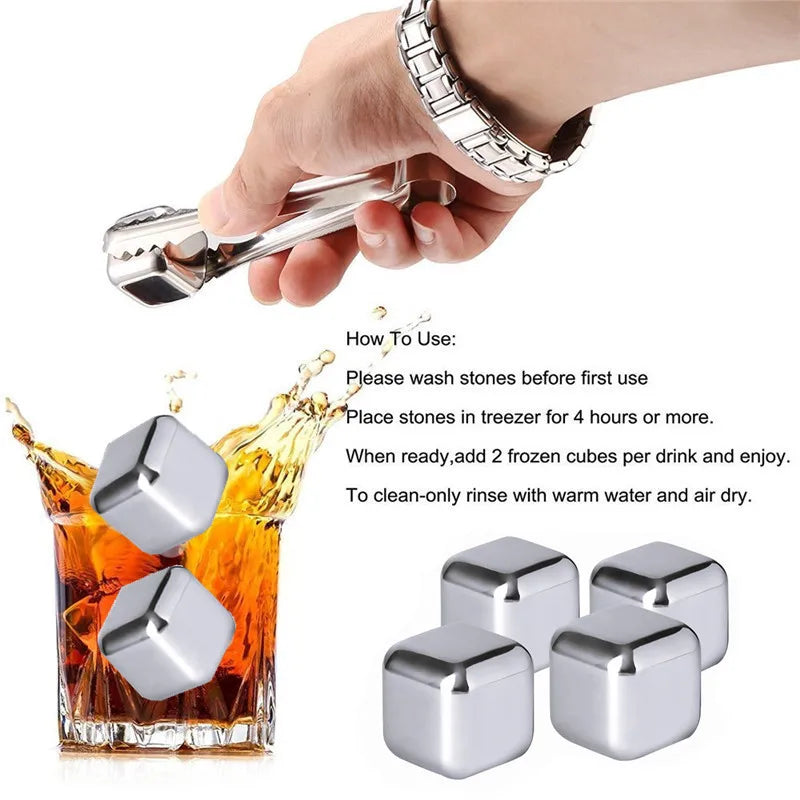 Reusable Stainless Steel Ice Cubes – Whiskey & Wine Chilling Set Whiskey Chilling Stones Oasis Select