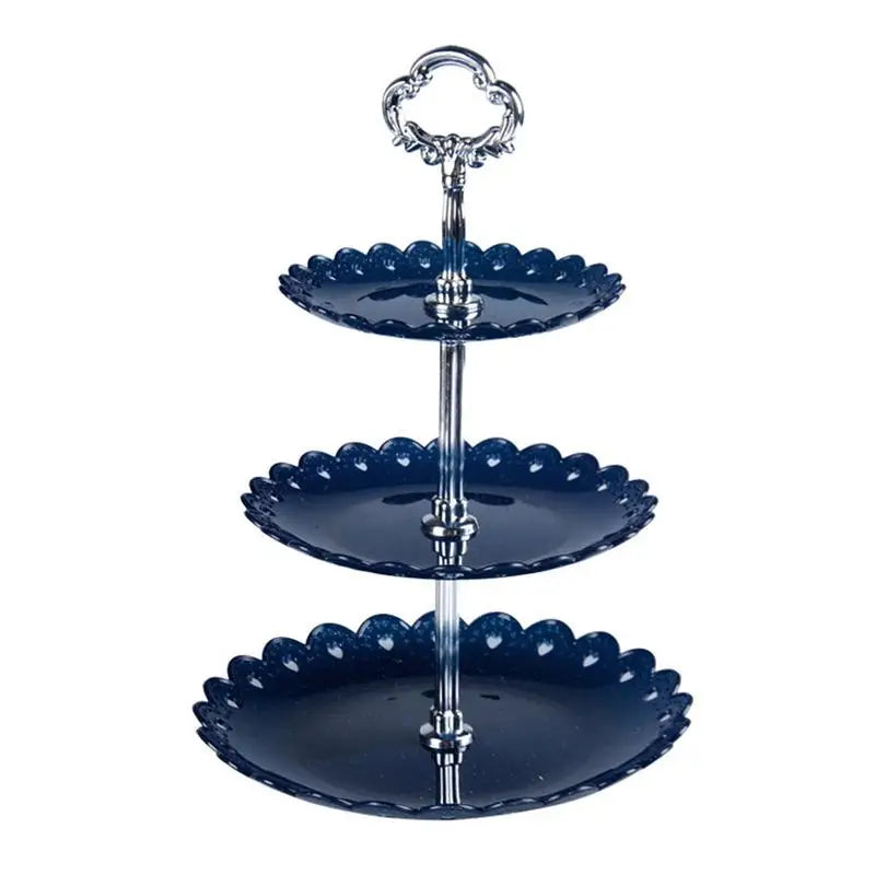 3-Tier Plastic Cake Stand – Wedding, Party & Tea Display Tiered Cake Stand Oasis Select Blue